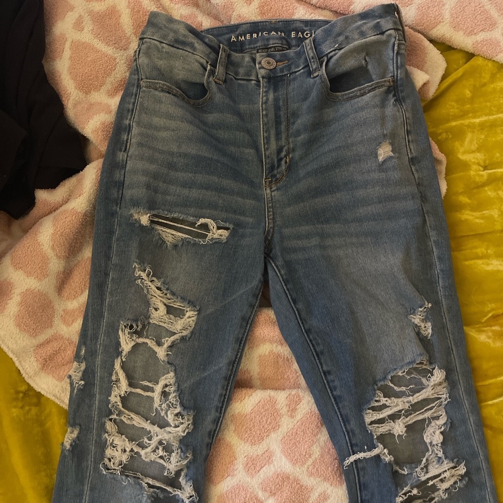 american eagle distressed curvy high rise jegging